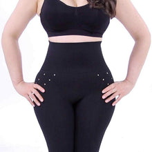 Load image into Gallery viewer, Leggings Pure Black High Waist Shaping Pants Micro Elastic Buttons Rhinestones Zippers 3styles Optional High Waist Leggings