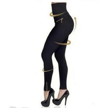 Load image into Gallery viewer, Leggings Pure Black High Waist Shaping Pants Micro Elastic Buttons Rhinestones Zippers 3styles Optional High Waist Leggings