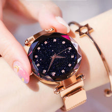 Load image into Gallery viewer, Rose Gold Magnetic Quartz Wrist Watches For Ladies Diamond Female