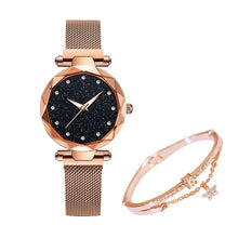 Load image into Gallery viewer, Rose Gold Magnetic Quartz Wrist Watches For Ladies Diamond Female
