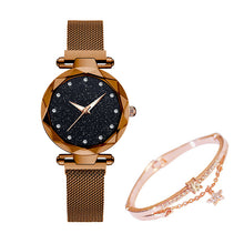 Load image into Gallery viewer, Rose Gold Magnetic Quartz Wrist Watches For Ladies Diamond Female